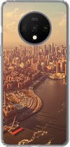 Geschikt voor OnePlus 7T hoesje - New York - Skyline - Goud - Siliconen Telefoonhoesje