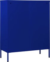 vidaXL Bijzetkast - Staal - 80 x 35 x 101.5 cm - Marineblauw - Volledig uittrekbare lades - Commode