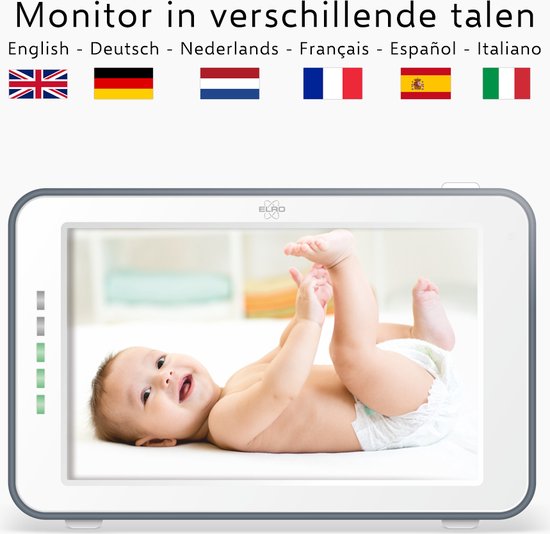 ELRO BC4000-2 Babyfoon Royale met 2 Full HD camera's - 12,7 cm Touchscreen Monitor- & Gratis App - Met extra camera - Voor 2 kinderen - Incl. Geluidsdetectie, Voedingsalarm en Temperatuursensor