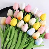 Kunsttulpen 10 stuks - Tulpen - Zeer zacht - Mixed Color - Tulpen -10 stuks - Kunstbloemen - Kunst Tulpen - Kunst Boeket - Tulp - 33 CM - Zijden Bloemen - Bruiloft - Voorjaar - Lente - Pasen, cadeau, moederdag