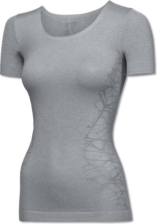 SCHIESSER Active Mesh Light T-shirt (1-pack) - dames shirt korte mouwen zilvergrijs - Maat: 40
