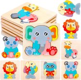 Houten Montessori-speelgoed, 6 stuks, houten puzzel, Montessori-dierenpuzzel, cadeau, educatief speelgoed, voor kinderen van 1-3 jaar