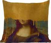 Buitenkussen Weerbestendig - Mona Lisa - Goud - Da Vinci - 50x50 cm
