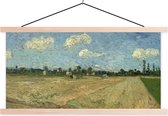 Posterhanger incl. Poster - Schoolplaat - Geploegde akkers - Vincent van Gogh - 150x75 cm - Blanke latten