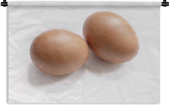 Wandkleed - Wanddoek - Red eggs on a white background - 90x60 cm - Wandtapijt