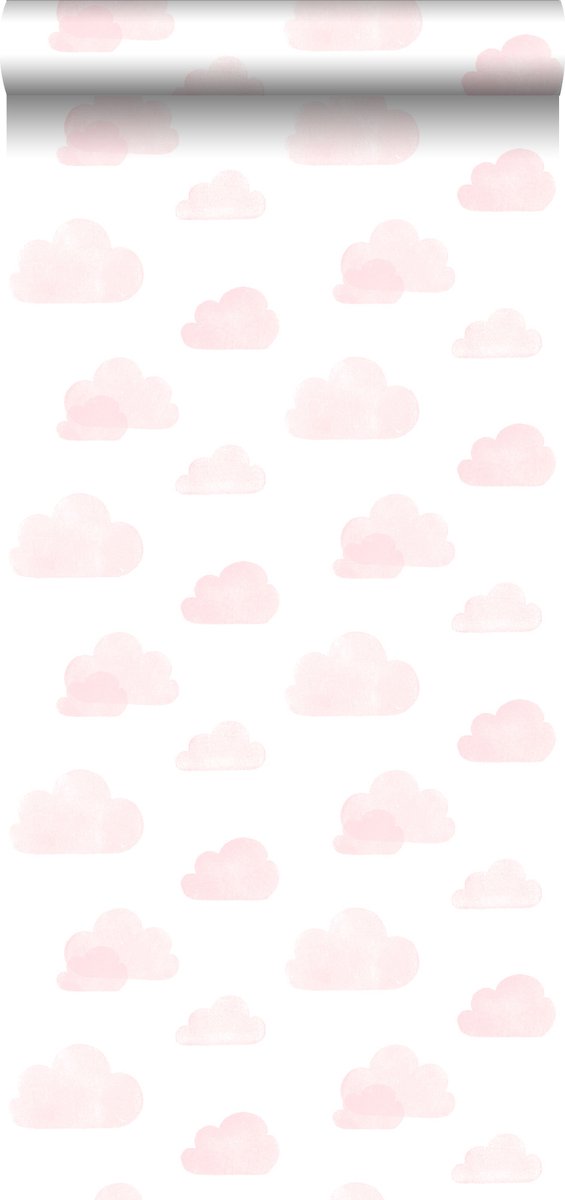 Walls4You behang wolkjes licht roze - 935302 - 53 cm x 10,05 m