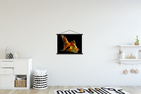 Support pour affiches avec affiche 40x30 cm - Affiche scolaire - Poisson rouge - Animaux - Zwart - Affiche textile - Lattes noires