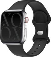 xoxo Wildhearts siliconen bandje - Geschikt voor Apple Watch - Series 1/2/3/4/5/6/7/8/9/SE/Ultra (2) - Maat: 42 mm / 44 mm / 45 mm / 49mm - Horlogeband - Sport bandje voor iWatch - Zwart