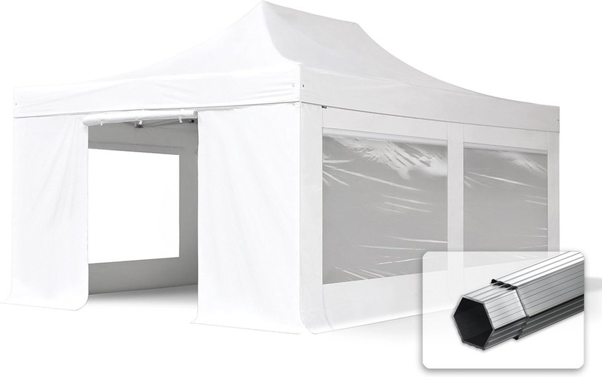 4x6 m Easy Up partytent Vouwpaviljoen met zijwanden (4 panorama), PROFESSIONAL alu 50 mm, wit