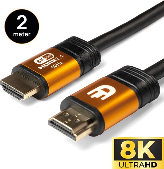 Drivv. Premium HDMI Kabel 2.1 - Ultra HD 8K - 4K 120hz - Xbox Series X & PS5 - 2 meter - Oranje - Vaderdag Cadeau