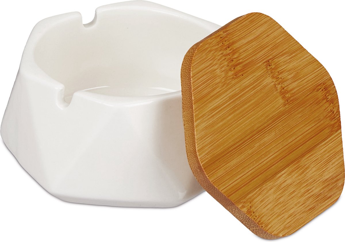 asbak met deksel - keramiek - binnen - buiten - 10,5 x 10,5 cm - klein - tuin