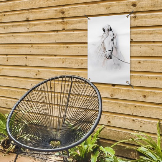 Décoration de jardin Cheval - Aquarelle - Animaux - Wit - 40x60 cm - Affiche jardin - Toile jardin - Affiche extérieur