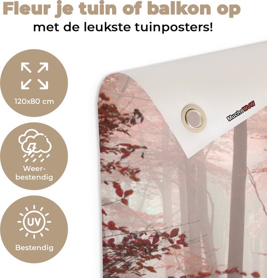 Affiche de jardin Cerf - Forêt - Rouge - Automne - 120x80 cm - Jardin