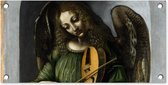 Tuinposter An angel in green with a vielle - Leonardo da Vinci - 60x30 cm - Tuindoek - Buitenposter