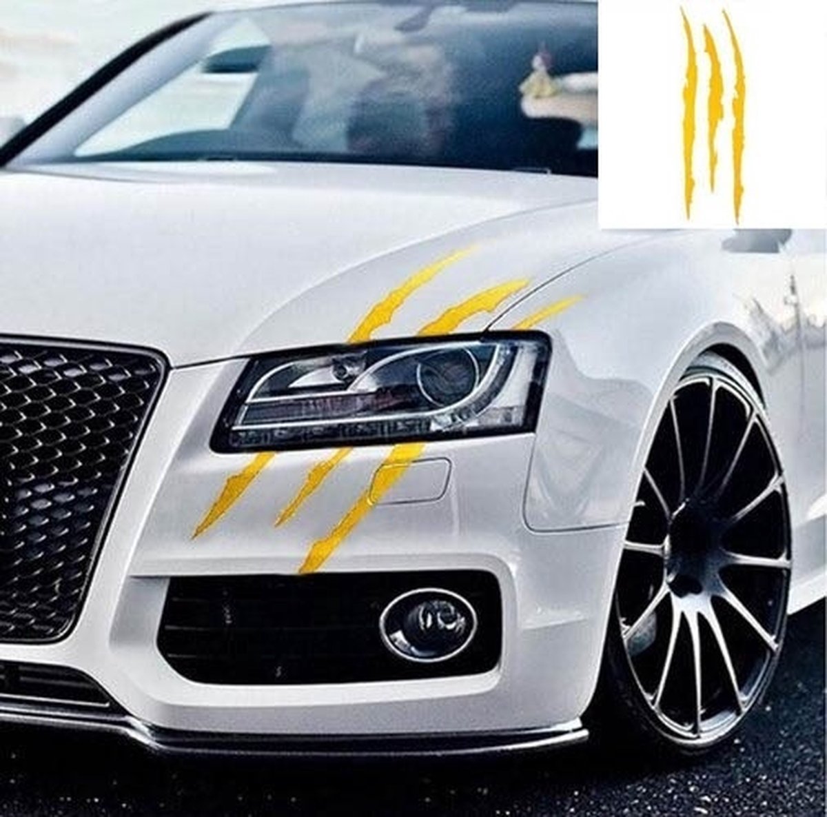 VCTparts® Monster Klauw Kras Strepen Sticker - Geel