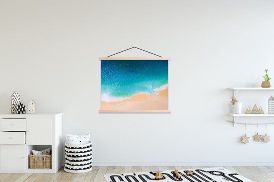 Posterhanger incl. Poster 150x113 cm - Schoolplaat - Strand - Water - Bali - Textielposter - Blanke latten