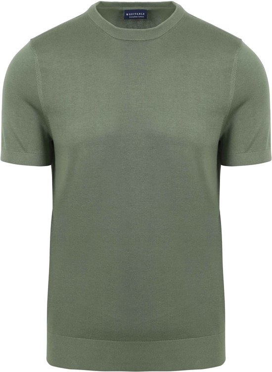 Suitable - Knitted T-shirt Groen - Heren - Maat M - Modern-fit