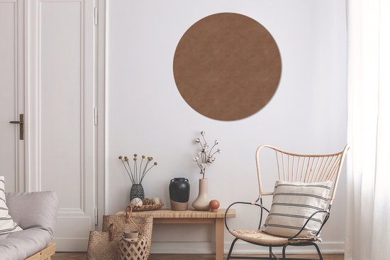 WallCircle - Wall Circle - Wall Circle - Cuir - Marron - Animaux - Aluminium - Dibond - 90x90 cm - Intérieur et Extérieur