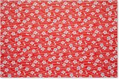 Muurdecoratie Een rood met witte bloemdessin - 180x120 cm - Tuinposter - Tuindoek - Buitenposter