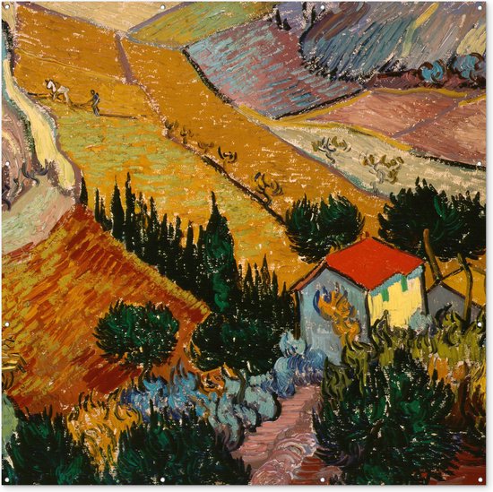 Landschap met een huis en een ploeger - Vincent van Gogh