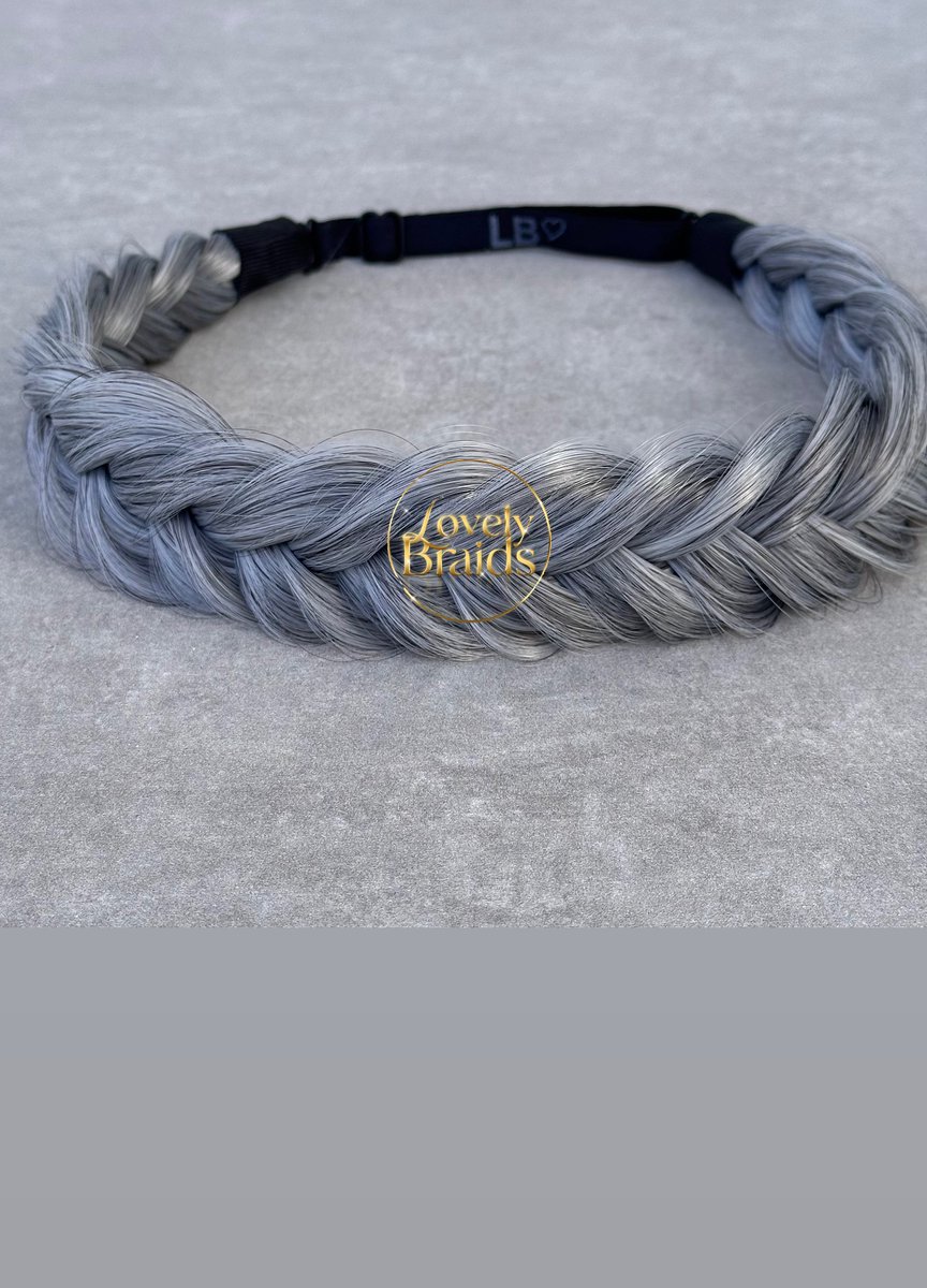 Lovely braids - shimmer grey - gevlochten haarband - vlecht haarband - haarband vlecht