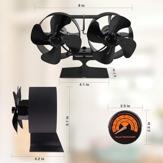 Geen Stroom Nodig Srliya Warmte-aangedreven Kachelventilator – 3 Koppen, 18 Bladen, Aluminium, Voor Open Haard En Houtkachel Energiebesparende Kachelfan