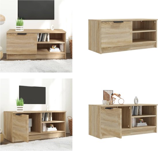 vidaXL Tv-meubel 100x31x39,5cm bewerkt hout metaal sonoma eikenkleurig