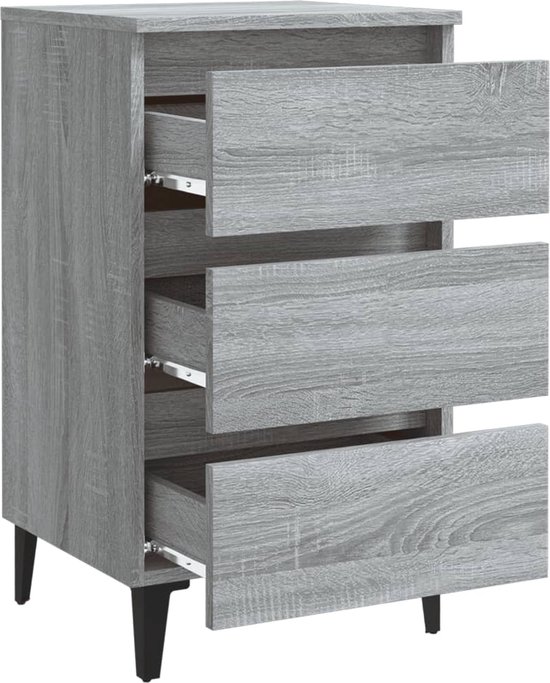 vidaXL Table de chevet avec pieds en métal 40x35x69 cm Chêne Sonoma gris - Table de chevet - Tables de chevet - Armoire de chevet - Armoire d'appoint