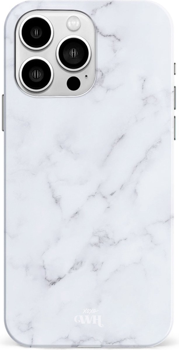 xoxo Wildhearts Marble White Lies - Single Layer - Hoesje geschikt voor iPhone 14 hoesje - Marmer hoesje - Shockproof case - Beschermhoesje geschikt voor iPhone 14 case - Wit