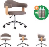 vidaXL Kantoorstoel draaibaar gebogen hout en stof taupe - Bureaustoel - Inclusief Onderhoudsset