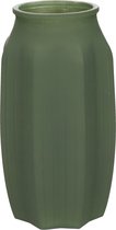 Bellatio Design Bloemenvaas - mat groen - glas - D12 x H22 cm - vaas