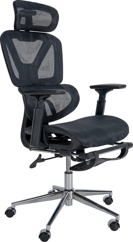 CLP Grover Bureaustoel - Ergonomisch - Voor volwassenen - Met armleuningen - Kunstleer - zwart