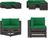 vidaXL 6-delige Loungeset met kussens grijs geïmpregneerd hout - Pallet Loungeset - Pallet Loungesets - Tuinset - Tuinsets