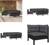 vidaXL 8-delige Loungeset met kussens massief grenenhout zwart - Loungeset - Loungesets - Lounge Set - Lounge Sets