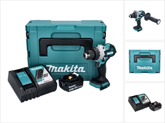 Makita DHP 486 RF1J accu-klopboormachine 18 V 130 Nm borstelloos + 1x accu 3,0 Ah + oplader + Makpac