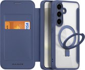 Dux Ducis - Telefoonhoesje geschikt voor Samsung Galaxy S24 - Hoesje geschikt voor Magsafe Magneet - Met Ringhouder - Skin X Pro Book Case Series - Donker Blauw
