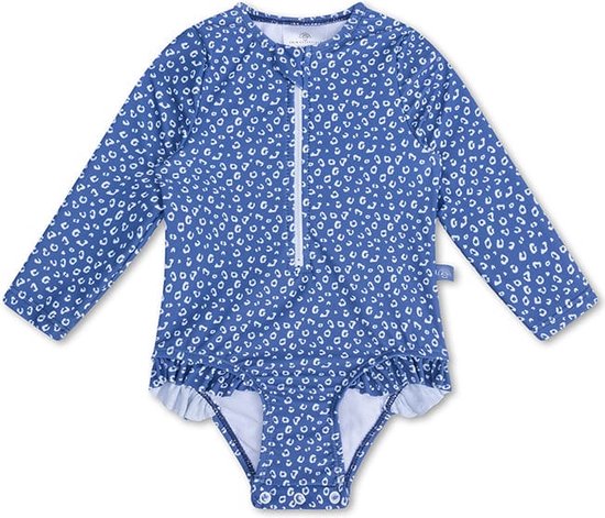 Swim Essentials UV Badpak Meisjes - Lange mouwen - Blauw Panterprint - Maat 86/92