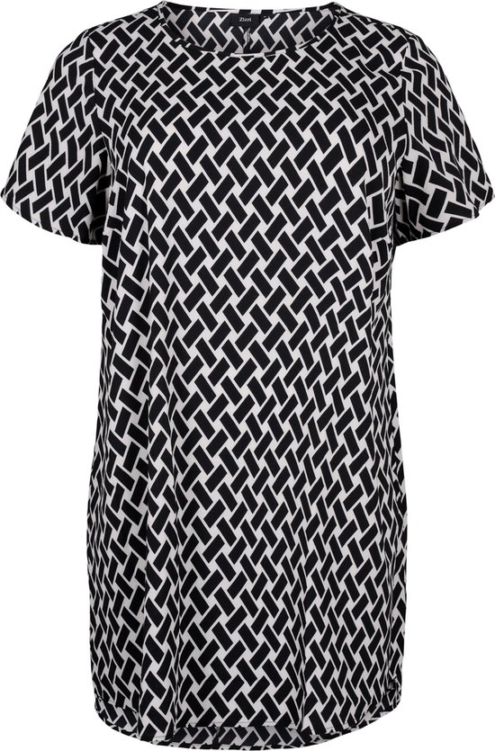 ZIZZI CAANNI, S/S, ABK DRESS Dames Jurk - Black - Maat L (50-52)