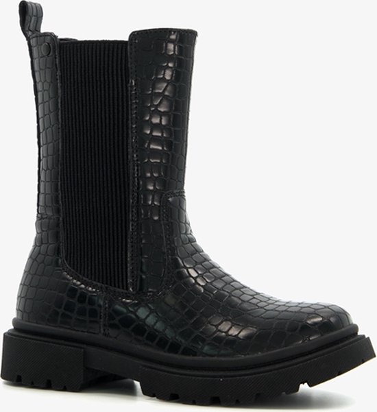 Blue Box meisjes chelsea boots zwart croco print - Maat 31 - Uitneembare zool