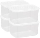2,2L * 4 plastic voedselopslagcontainers met deksels, voedselcontainers, magnetron-, vriezer- en vaatwasmachinebestendig, lunchboxen, koelkastorganizercontainers met deksel