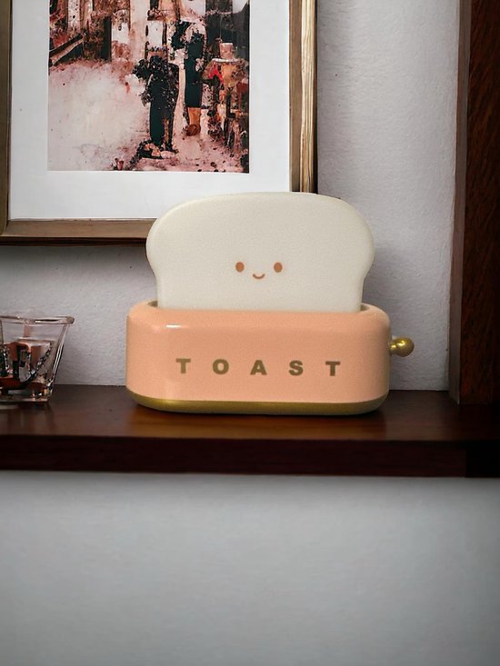 Toast Lamp - Kinderkamer Nachtlampje - Kindvriendelijk - USB Oplaadbaar - Draadloos Nachtlamp Roze van MiniGoods — afbeelding 2