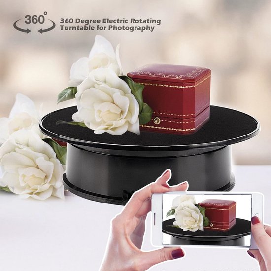 Elektrisch draaibare displaystandaard. Op afstand bedienbare draaiplateau voor het presenteren van sieraden, horloges, digitale producten, fotografie. 360° draaibare displaystandaard voor producten