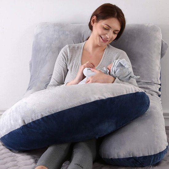 Oreiller De Grossesse En V Longueur 170cm - Soutien Dos Et Ventre, Coton - Pour Dormeur Latéral Et Allaitement