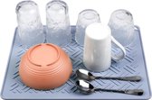 Afdruipmat voor aanrecht - Keuken siliconen wasmat - 40 x 30 cm - Grijs/blauw - Hittebestendig - Spoelbak pad - Afdruip voor afwas