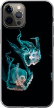 Geschikt voor iPhone 13 Pro hoesje - Kwal - Zeedieren - Zwart - Siliconen Telefoonhoesje