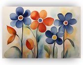 Bloemen in waterverf - Aquarel schilderij - Schilderij bloemenveld - Wanddecoratie kinderkamer - Schilderijen canvas - Kunstwerken schilderij - 60 x 40 cm 18mm