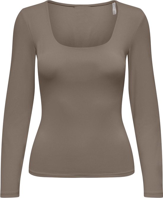 Only T-shirt Onlea L/s 2-way Deep Neck Top Jrs N 15302647 Walnut Dames Maat - XL