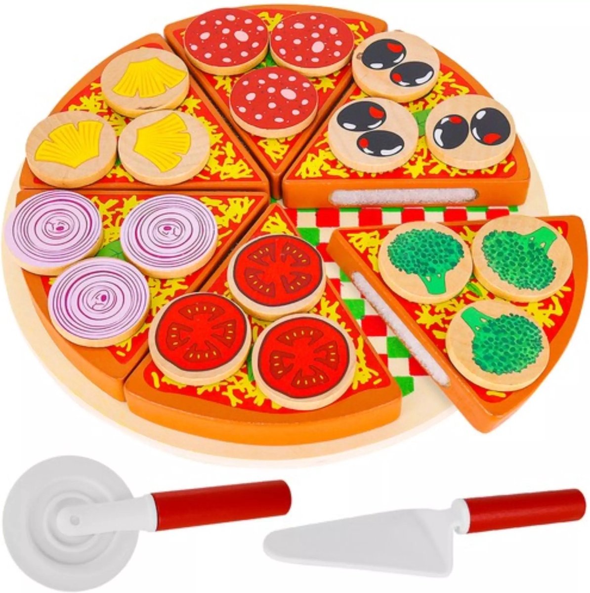 Kruzzel Houten Pizzaspeelset - 27 Onderdelen voor Jonge Pizzabakkers