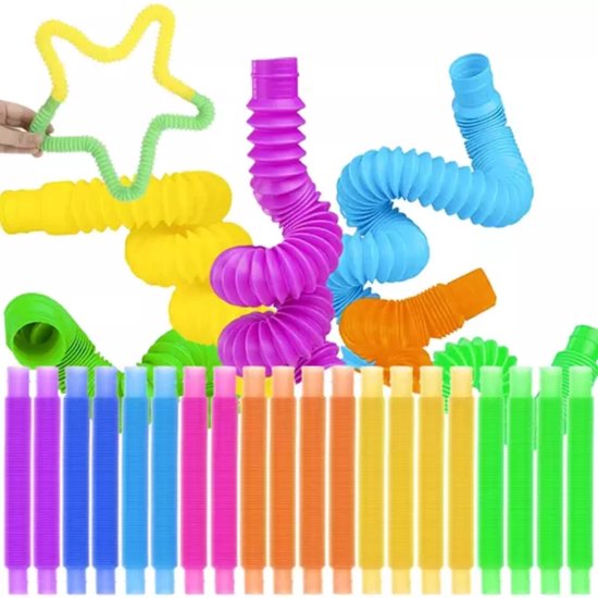 Kruzzel Sensorische Buizen 20 Stuks - Kleurrijk en Ontspannend Speelgoed voor Creativiteit
