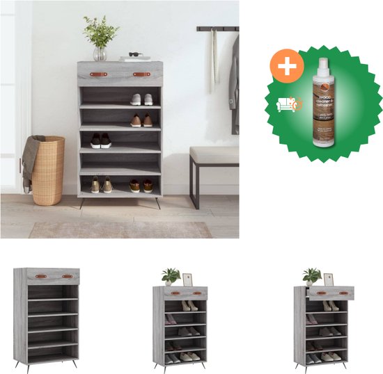 vidaXL Wandschoenenkast 60x18x60 cm bewerkt hout hoogglans grijs